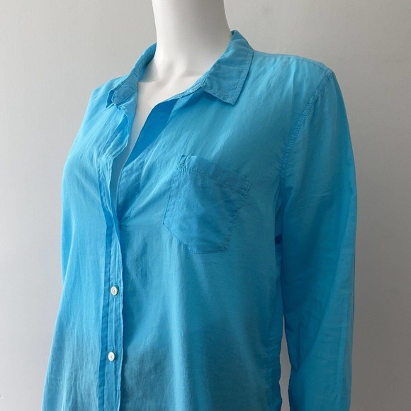 Lilly Pulitzer Size L Shirt Anna Maria Turquoise Long Sleeve Button Front Cotton - Picture 2 of 7